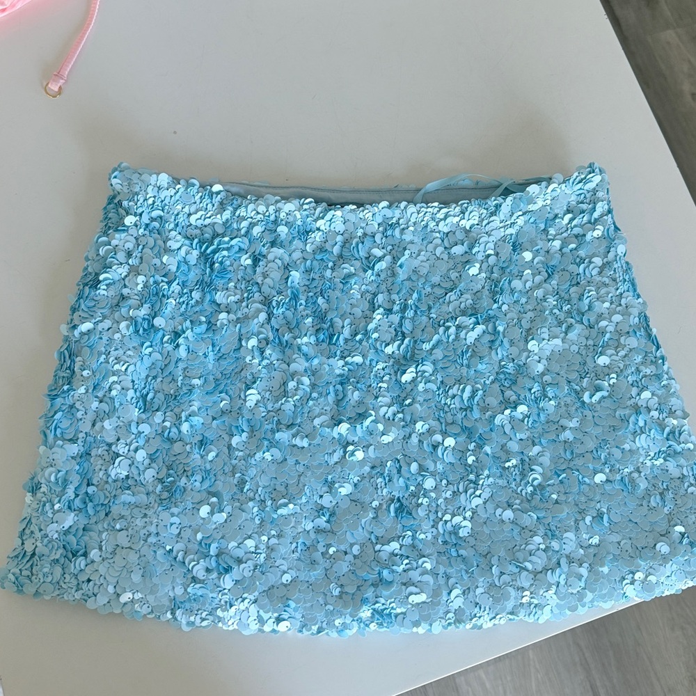 runaway the label blue sequin skirt